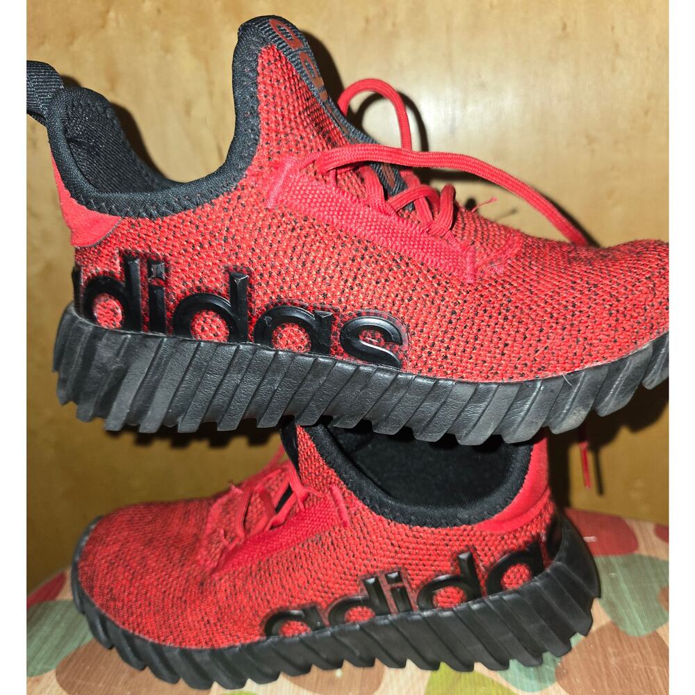 Adidas Boys Red and Black Shoe (Size 2)